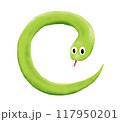 舌を出して円を描くかわいい緑のへび 117950201