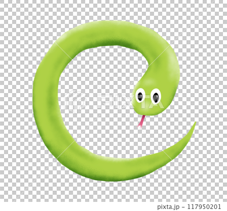 舌を出して円を描くかわいい緑のへび 舌を出して円を描くかわいい緑のへび 117950201