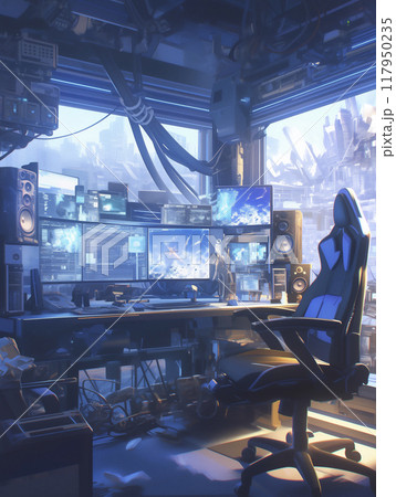 最新鋭のパソコンルーム　コンセプトアート　無人 117950235