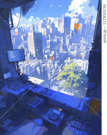 最新鋭のパソコンルーム　コンセプトアート　無人 117950239