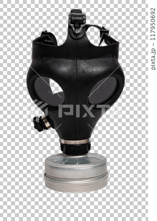 Modern black gas mask on a transparent background Modern black gas mask on a transparent background 117950692