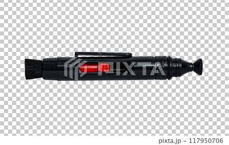 Lens cleaning pen isolated on transparent background. Professional photographer equipment 117950706