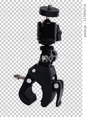 Bicycle handlebar action camera mount on transparent background 117950714