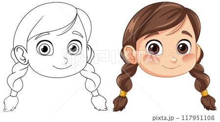 Smiling Girl with Braided Hair 117951108