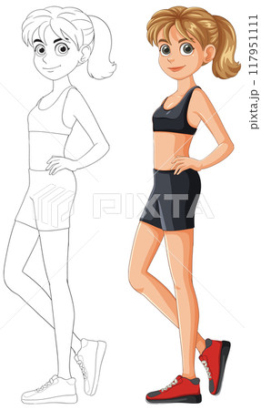 Fitness Girl Vector Illustration 117951111