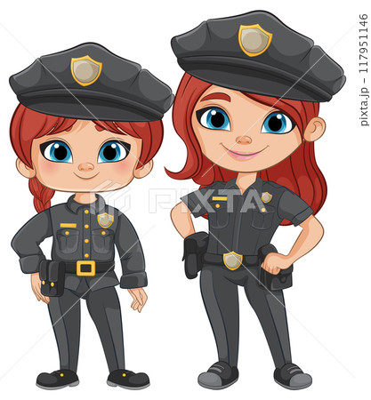 Cartoon Police Girls in Uniform 117951146