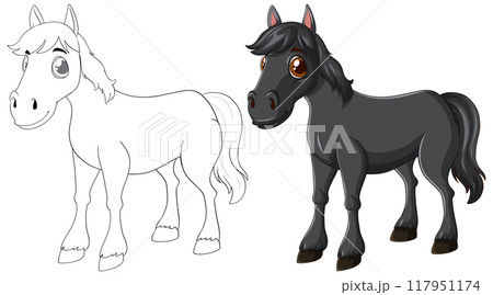 Cute Cartoon Horse Illustration Cute Cartoon Horse Illustration 117951174