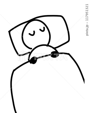 寝ている人のゆるいイラスト 寝ている人のゆるいイラスト 117951321