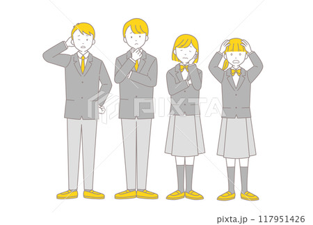 困っている制服を着た学生のイラスト 困っている制服を着た学生のイラスト 117951426