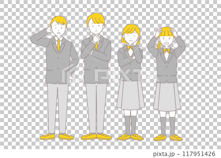 Illustration of a student in uniform having trouble 117951426