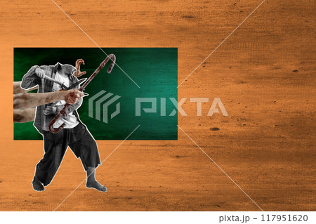 A man is holding a cane and is about to hit someone A man is holding a cane and is about to hit someone 117951620