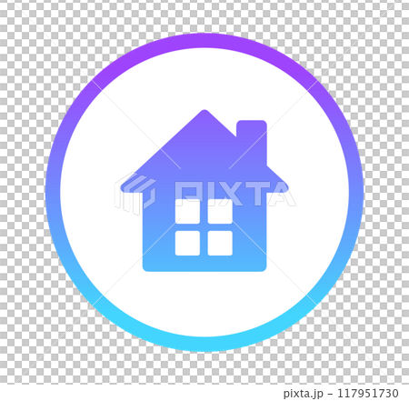 青紫色のグラデーション｜家マーク 117951730