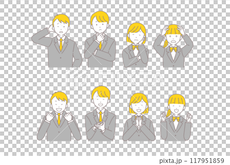 Reaction set of students in uniform 117951859