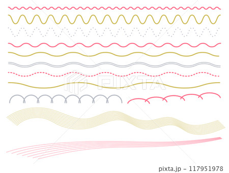 シンプルな飾り罫線・ラインのイラストセット(波線、波模様、点線) 年賀状素材 シンプルな飾り罫線・ラインのイラストセット(波線、波模様、点線) 年賀状素材 117951978