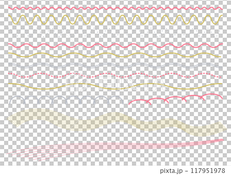 シンプルな飾り罫線・ラインのイラストセット(波線、波模様、点線) 年賀状素材 シンプルな飾り罫線・ラインのイラストセット(波線、波模様、点線) 年賀状素材 117951978