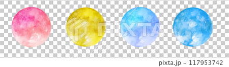 以透明水彩插圖繪製的彩色月亮插圖背景插圖 以透明水彩插圖繪製的彩色月亮插圖背景插圖 117953742