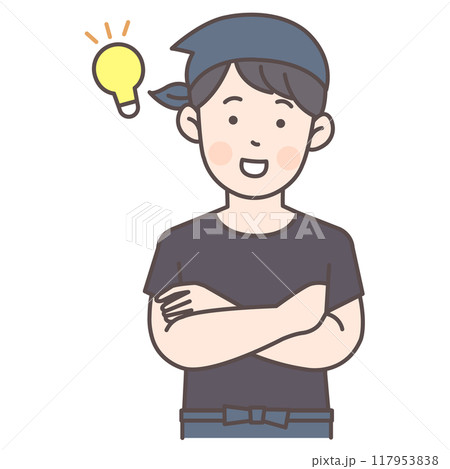 アイディアを思いつく飲食店男性スタッフ 117953838