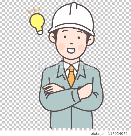 A male construction worker comes up with an idea 117954072