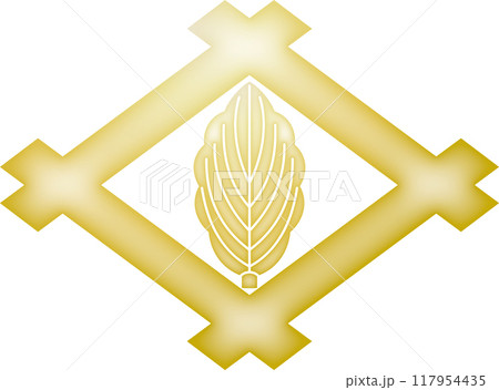 家紋 井桁に一枚柏【金色】 家紋 井桁に一枚柏【金色】 117954435