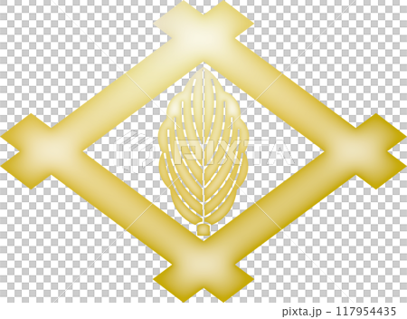 家紋 井桁に一枚柏【金色】 家紋 井桁に一枚柏【金色】 117954435
