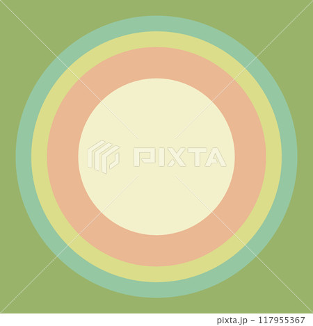 フラットなレトロカラーのカラフルな円の円形背景フレーム素材 117955367