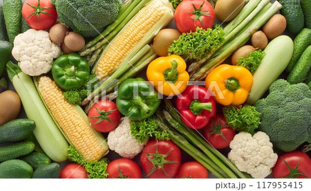 新鮮な大量の野菜 Fresh vegetables 新鮮な大量の野菜 Fresh vegetables 117955415