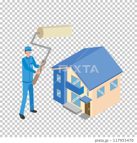 住宅塗装をする男性 住宅塗装をする男性 117955470
