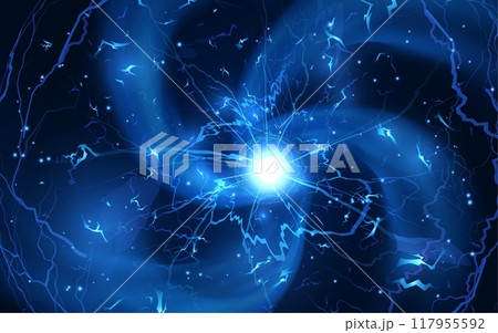 Vector illustration of a background with a thunder circle effect with ball lightning. Vector illustration of a background with a thunder circle effect with ball lightning. 117955592