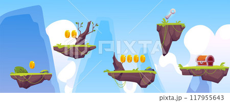 Fantasy game platform elements vector illustration 117955643