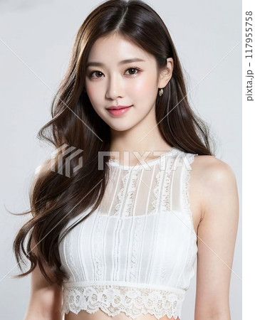 白いワンピースの女性 117955758