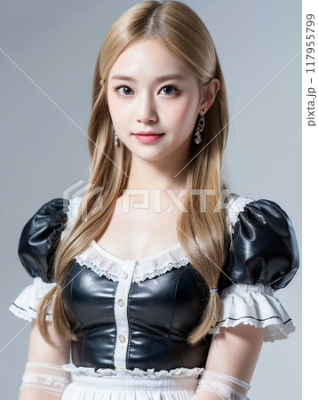 黒いドレスを着た女性モデル 117955799