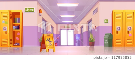 Empty school corridor cartoon vector 117955853