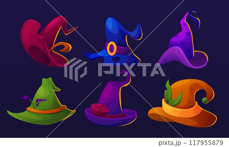 Magic fairy witch cap with pointy end 117955879