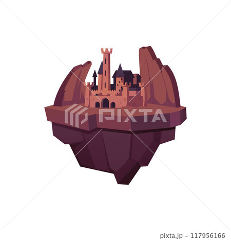 Floating island castle vector illustration 117956166