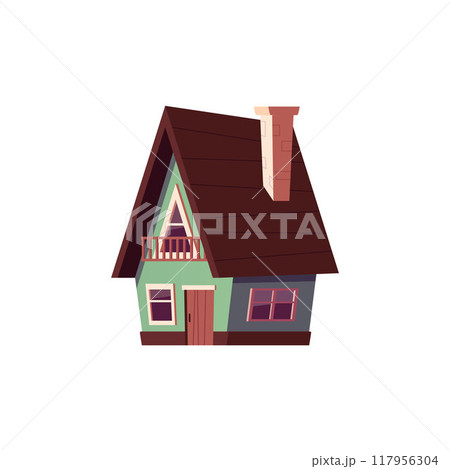 Wooden house with gabled roof vector illustration Wooden house with gabled roof vector illustration 117956304