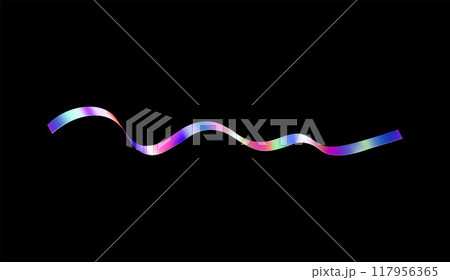 Realistic holographic ribbon vector icon, rainbow gradient shiny narrow undulating tape, serpentine confetti decoration Realistic holographic ribbon vector icon, rainbow gradient shiny narrow undulating tape, serpentine confetti decoration 117956365