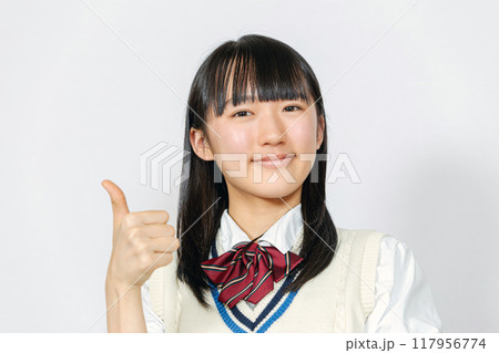 女子高生 サムズアップ 女子高生 サムズアップ 117956774
