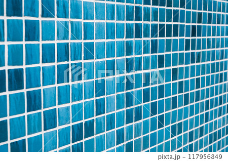 blue tile wall, abstract pattern mosaic background 117956849