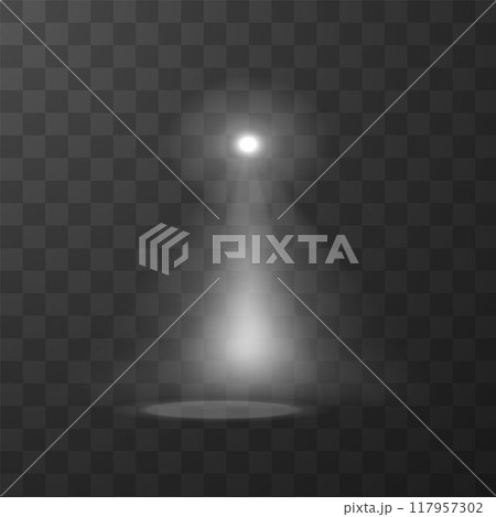 Spotlight with glowing beam vector illustration 117957302