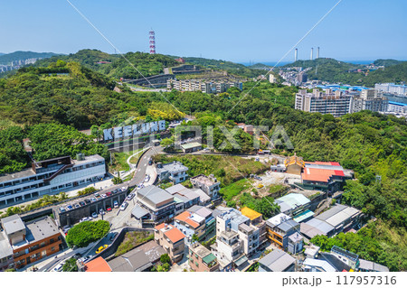 Aerial view of Keelung landmark park located atKeelung city in north Taiwan 117957316