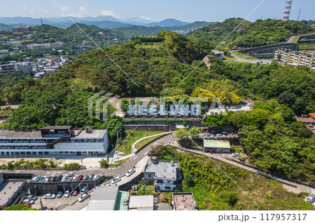 Aerial view of Keelung landmark park located atKeelung city in north Taiwan 117957317