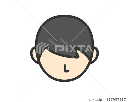 男性の髪の毛のアイコン（線画カラー）のイラスト 117957517