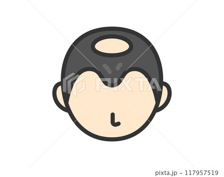 頭頂部の髪の毛が薄くなった、男性のアイコン（線画カラー）のイラスト 117957519
