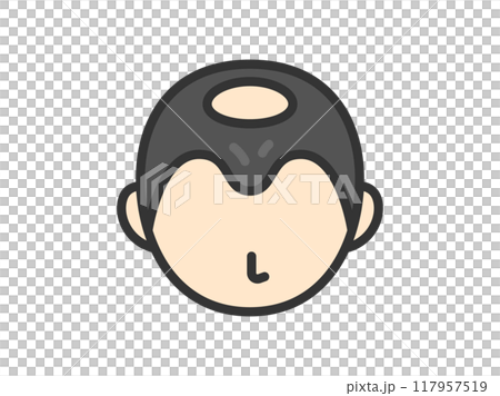 頭頂部の髪の毛が薄くなった、男性のアイコン（線画カラー）のイラスト 117957519