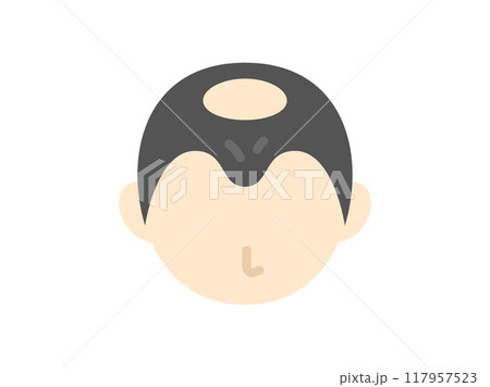 頭頂部の髪の毛が薄くなった、男性のアイコンのイラスト 117957523