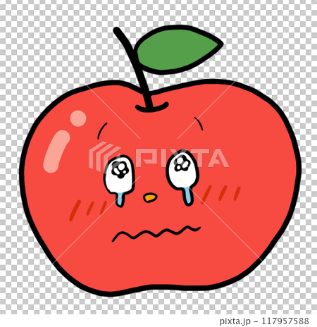 Illustration of an apple crying with joy 117957588