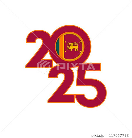2025 banner with Sri Lanka flag inside. Vector illustration. 117957758