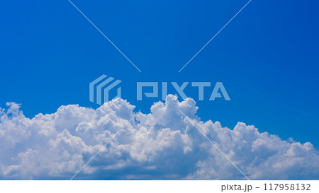 真夏の青空に発生した、積乱雲の雲海 真夏の青空に発生した、積乱雲の雲海 117958132