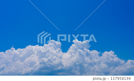 真夏の青空に発生した、積乱雲の雲海 真夏の青空に発生した、積乱雲の雲海 117958139