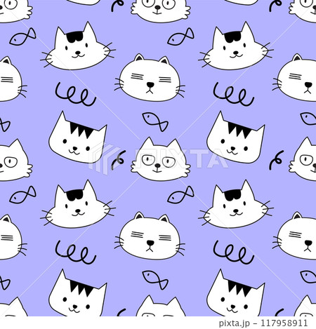 Cat face character cartoon seamless pattern background for wallpaper and wrapping 117958911